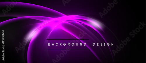 Abstract purple waves, glowing lines, dark background. Modern design element for digital projects, presentations. Simple, elegant.