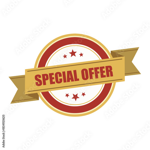 Special Offer Vintage Gold and Red Badge Vector Sticker or Emblem, best choice label