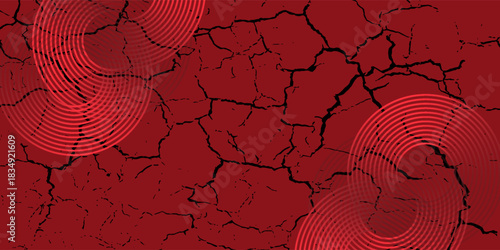 Collection of red concentric circles. Collection of radial sound wave or sonar rings. Pack of radar icon symbols, targets, dashed lines, halftones.vector