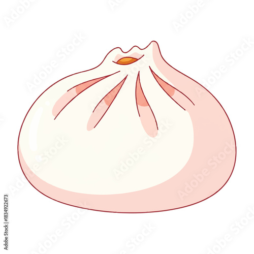 Vector illustration of a steaming steamed bun, a popular asian food item, perfect for culinary or travel themes