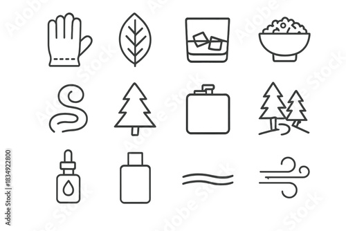 Bottle icons line cedarwood oil masculine scent vector flask dark icon spice