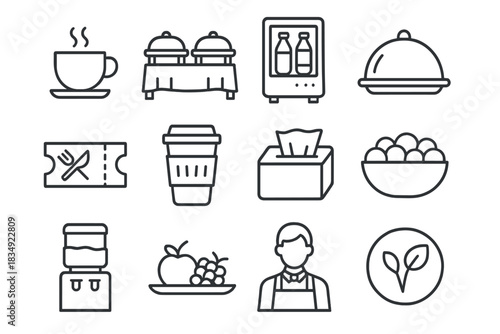 Dispenser napkin table conference icons drink platter icon vector voucher buffet catering