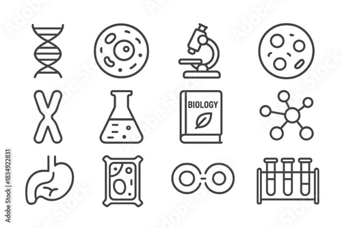 Icon set test cell biology division dna molecule vector rack petri