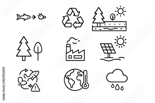 Earth icons change icon leaf ecology tree energy chain line cycle vector