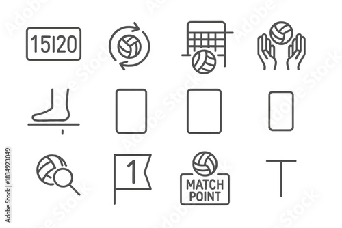 Double icons rotation point icon yellow volleyball timeout vector net card scoring