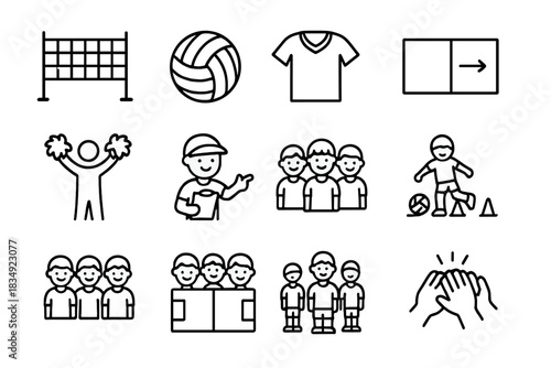 Practice parent cheer circle icons child youth icon fun volleyball vector team