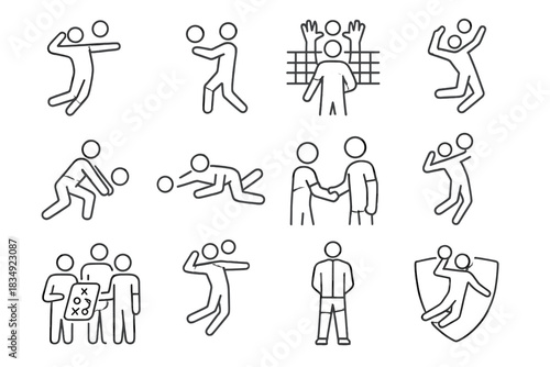 Male row s volleyball icon vector hit men team logo serve dive