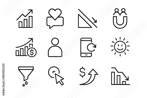 Performance app active sales icons cost vector icon monthly indicator increase trend