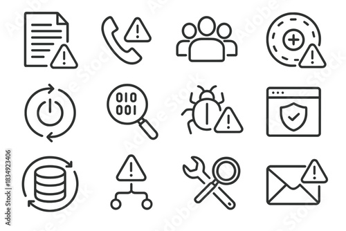Team response escalation report icon reboot icons incident cause cyber notification vector