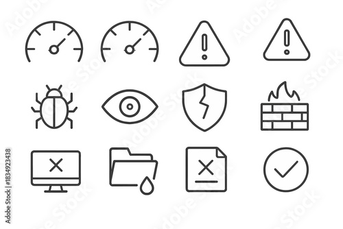 Cyber open icons alert vector threat medium detected critical icon firewall breach