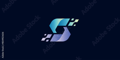 Modern Digital S Letter Symbol Logo Cyber ​​Data Technology Vector