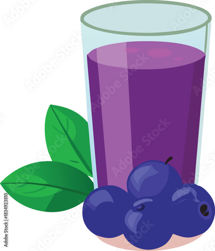 a vibrant glass of purple juice accompanied by fresh blueberries and mint