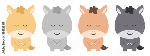 並んでお辞儀する馬たち