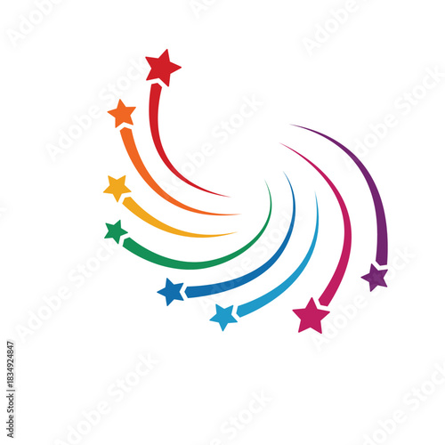 Colorful icon for galaxy spiral stars