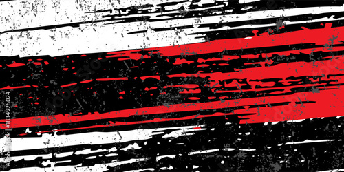 Car stickers with red and white brush stroke pattern, abstract banner, sporty lines, red and white color combination, brush stroke pattern, grunge design, Modern.