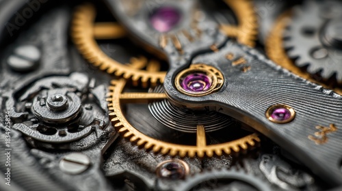 Wallpaper Mural Intricate details of a mechanical watch movement showcasing gears and jewels in motion Torontodigital.ca
