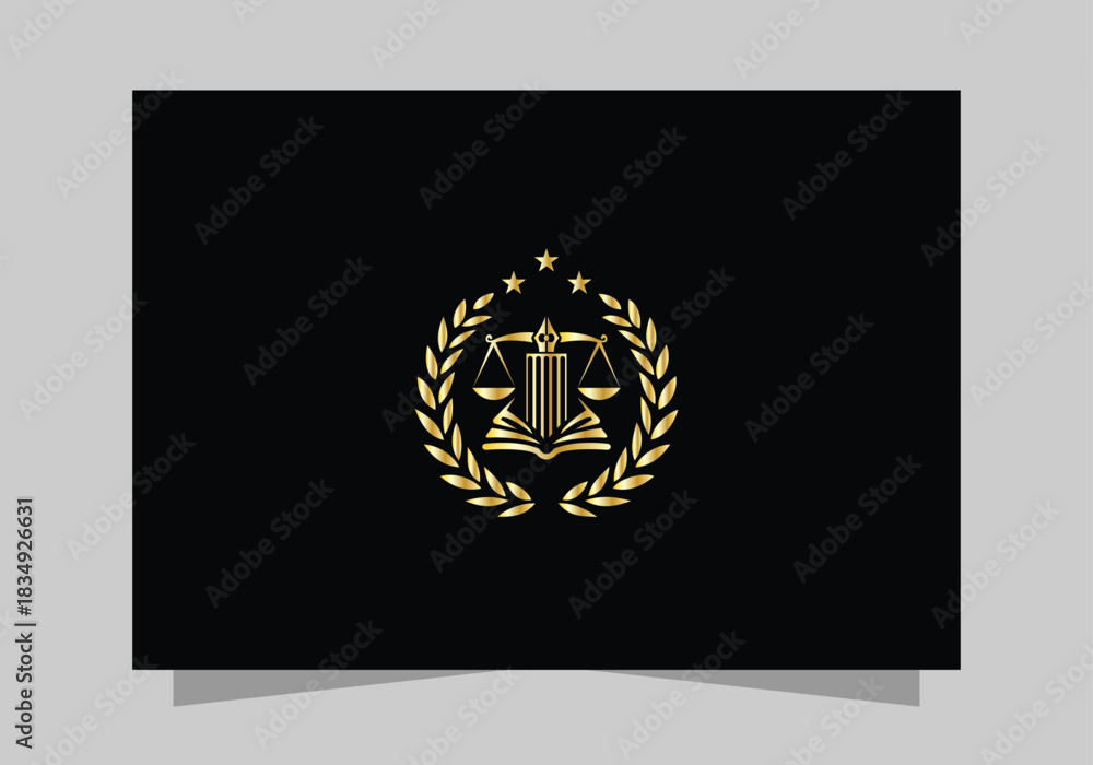 Fototapeta premium Luxury Lawyer logo design, justice law firm golden logo vector design