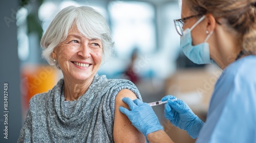 Wallpaper Mural Senior woman receives vaccination from doctor in a healthcare setting during daytime Torontodigital.ca