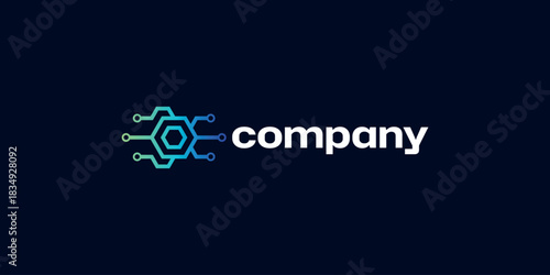 Digital Technology Sign Logo Hexagon Network Modern Computer Data Circuit