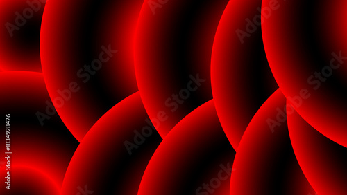 Quantum Echo Grid With Vibrant Red & Obsidian Abstract. Overlapping Neon Spheres deliver a Dynamic Geometric Background for Futuristic Sci-Fi Design.