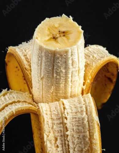 Peeled banana segment, close-up