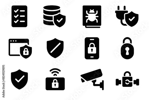 Vector gateway system cybersecurity set no flow device thickness icon optional textures