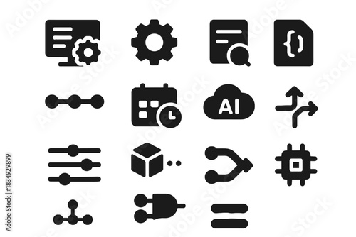 Flow corners cloud ai tools batch task placed cube icon parameter vector