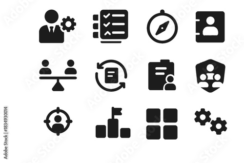 Scale look shading uniform icons management vector icon team set prioritization remote
