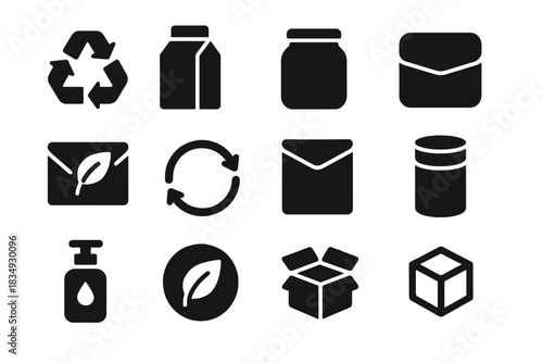 Recycled structure vector solids invisible no transparency loop packaging icon sustainable icons
