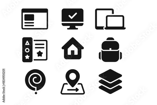 Digital declutter device space vector icon rounding sterile ecosystem icons placed decluttering