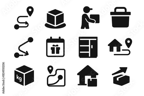 Shape alignment icon cells vector appearance pad negative day set logistics map