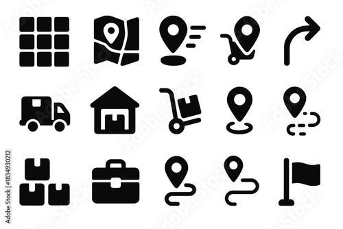 Sterile grid gradients set effects reorganized hub vector logistics weight dispatch icon