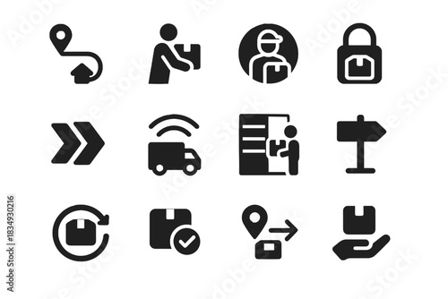 Delivery signal vector icon locker textures look spacing no logistics secure set