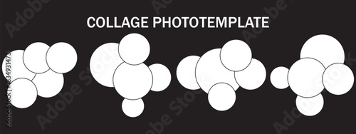 Mood board layout. Photo collage template with circle. Moodboard grid. Realistic Polaroid Photo Frame Set. Vintage photo frame on transparent background. white  photo frame on wall. 