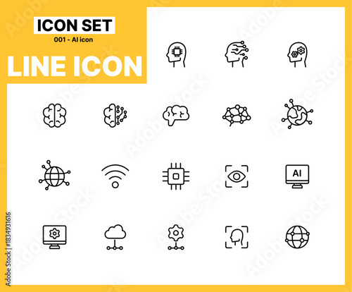 AI Technology Line Icons Pack for Digital Interface