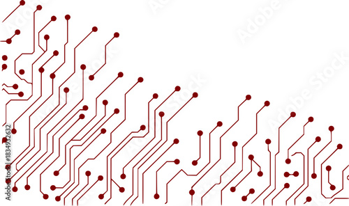 Abstract Red Circuit Board Pattern on White Background
