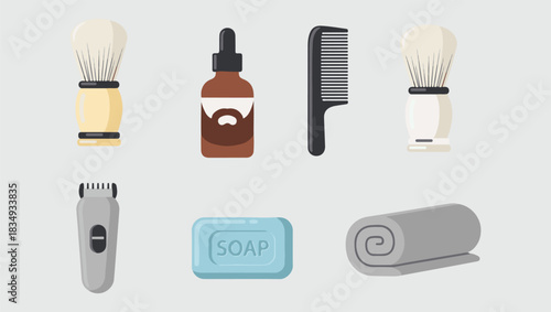 Curated Set of Men's Grooming Tools and Products for Daily Self-Care
