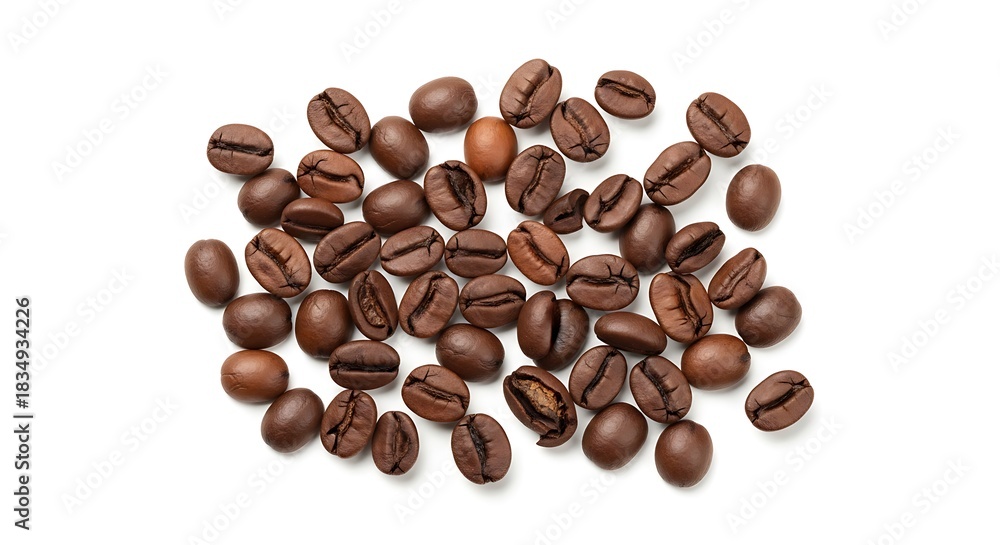 Fototapeta premium Scattered roasted coffee beans create a warm and inviting natural texture.