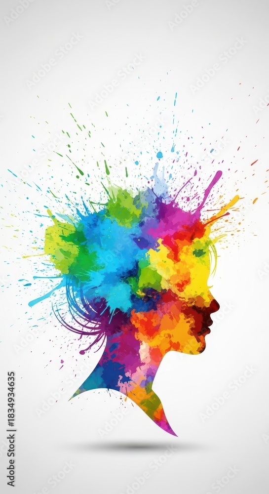 Naklejka premium Colorful mind splash portraying creativity and vibrant expression conceptualized design