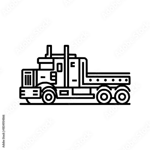 Semi truck flatbed trailer vector illustration for transportation and freight industry design element