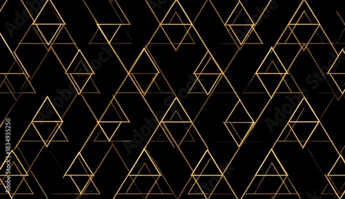 Golden triangular geometric pattern on a black background, perfect for digital design