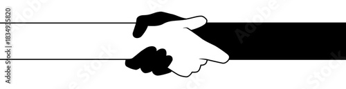 Handshake, agreement, introduction banner hand drawn with single line, vector hands.