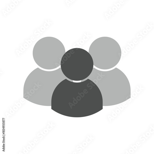 a simple flat group people icon vector, three human silhouettes
