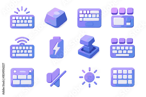 Icon mute keyboard battery led charge vector d brightness keycap mechanism control
