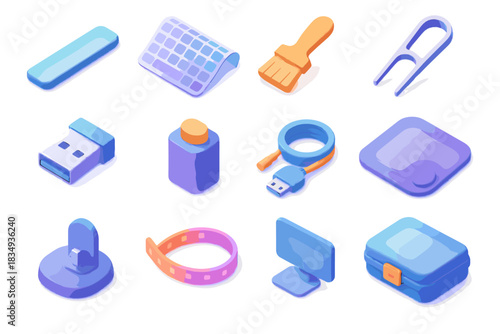 Keyboard brush vector dock pad mouse cable icons strip icon accessories wrist