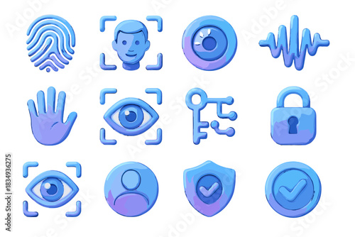 Eye tick biometric circle security icon vector face d padlock scan personal