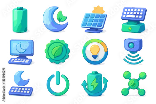 Dock low standby icon efficiency toggle power energy sensor vector charging