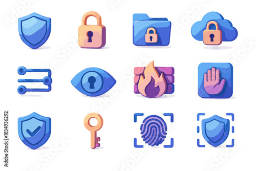 Key vector icon data zone access d folder padlock biometric icons privacy