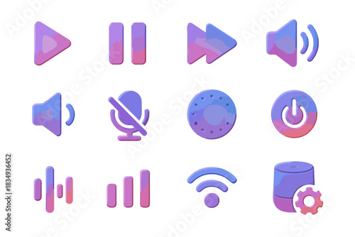 Wave smart pause equalizer mute icon speaker device volume vector status led