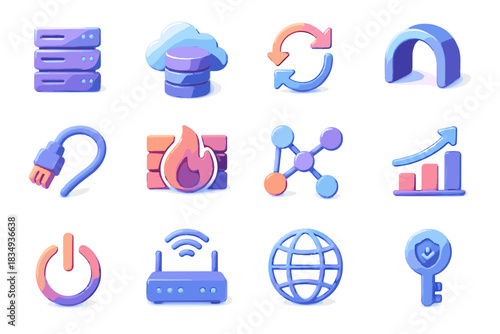 Data vector router connection cable rack d tunnel chart network icon symbol